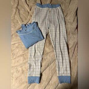 Free People Intimately Blue and White Plaid Pajama Set